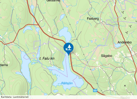 Rällsjön på kartan
